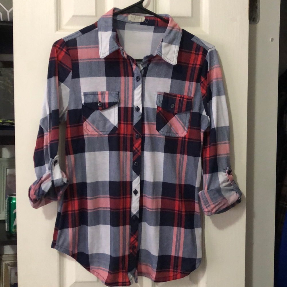 Plaid longsleeve blouse